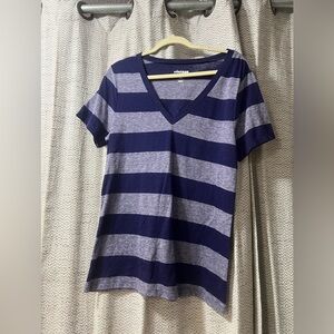 Old Navy Purple and lighter purple Striped V-Neck Tee